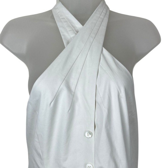 STAUD Haven Halter Neck Dress Ivory Pockets Stretch - Picture 3 of 10